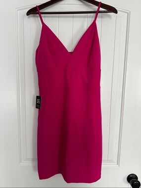 Express Hot Pink Spaghetti-Strap V-Neck Mini Dress